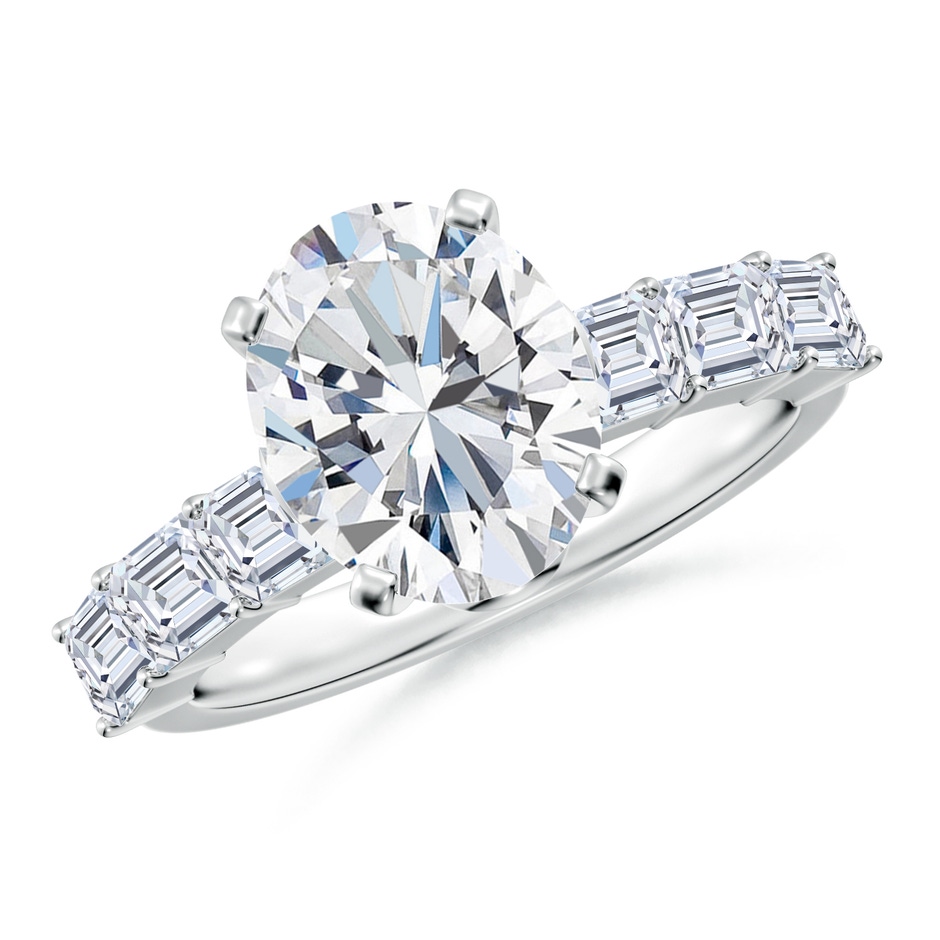 10x8mm GVS2 Oval Diamond Engagement Ring with Accents in White Gold 