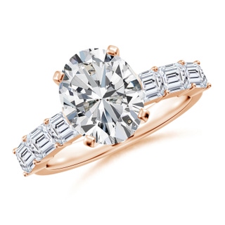 10x8mm HSI2 Oval Diamond Engagement Ring with Accents in 9K Rose Gold