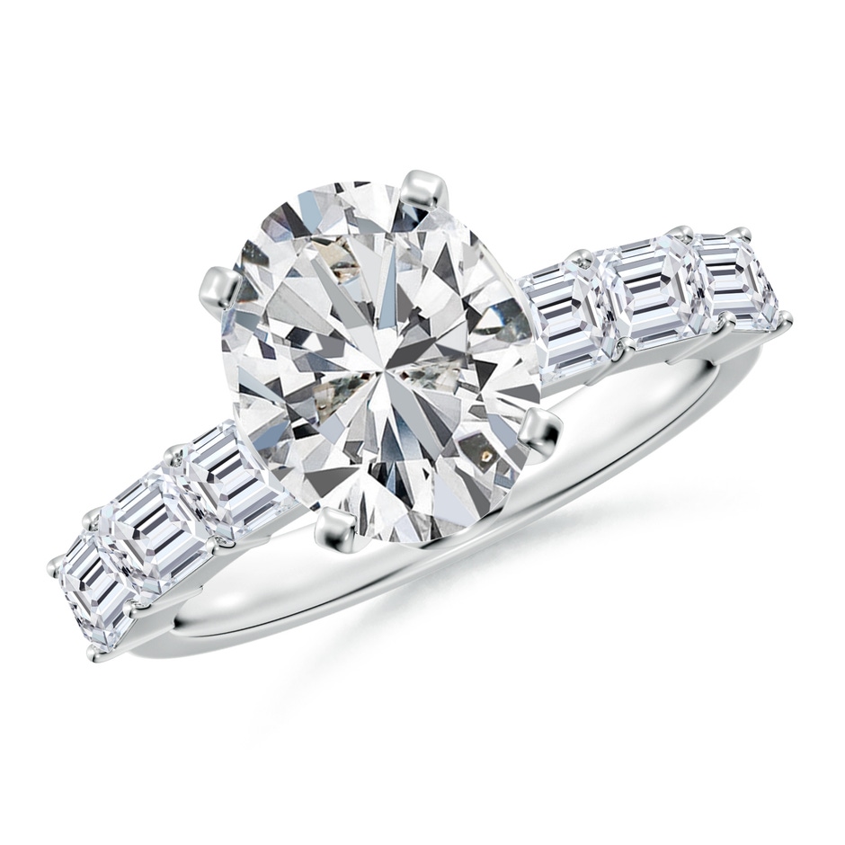 10x8mm HSI2 Oval Diamond Engagement Ring with Accents in White Gold 