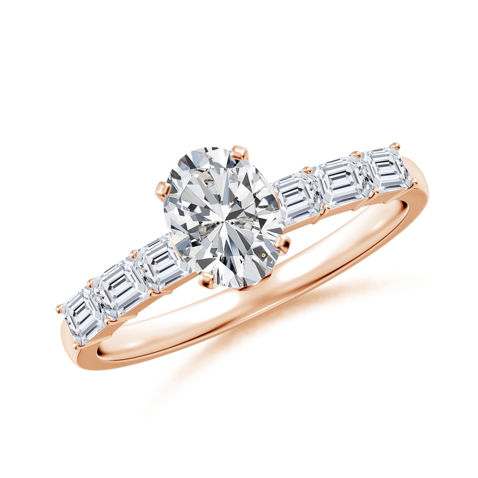 7x5mm HSI2 Oval Diamond Engagement Ring with Accents in Rose Gold 
