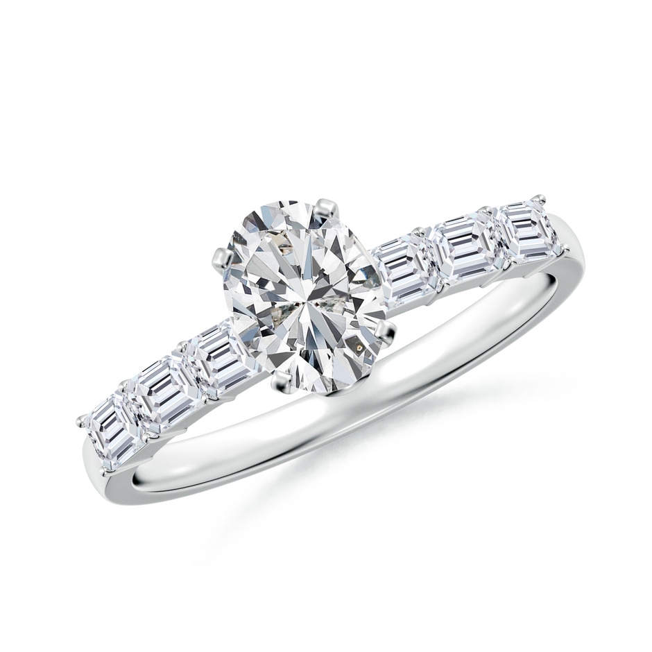 7x5mm HSI2 Oval Diamond Engagement Ring with Accents in White Gold 