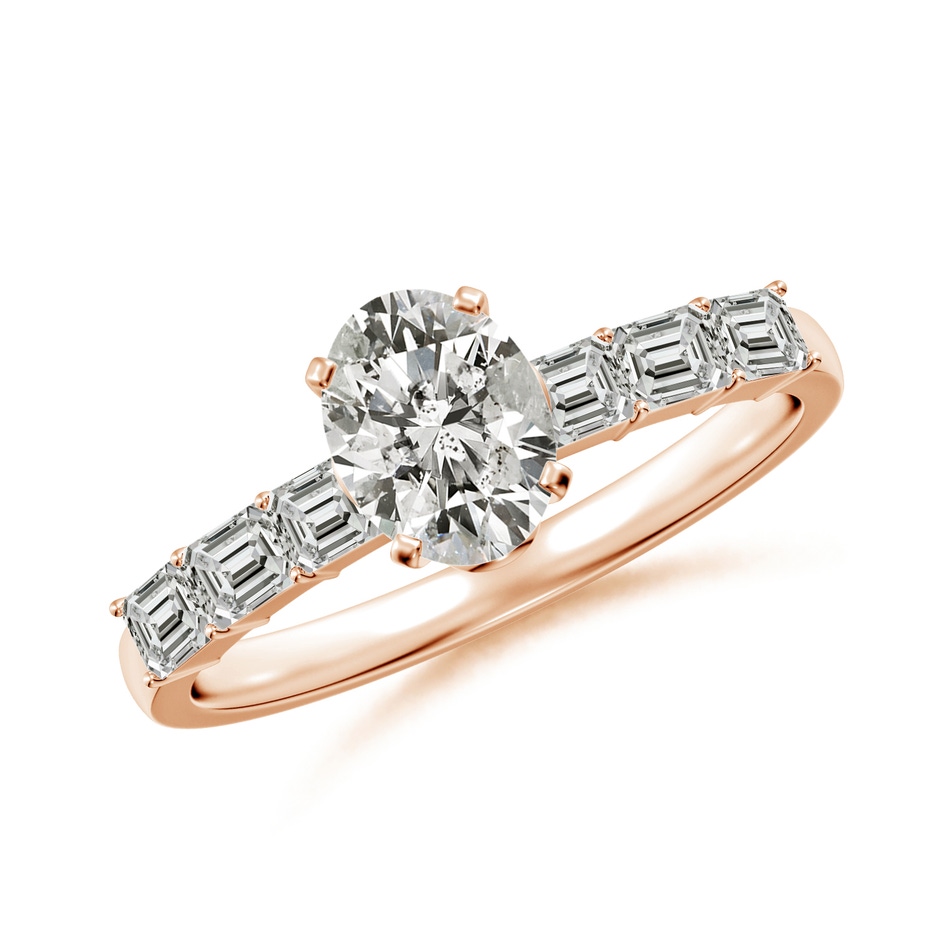 7x5mm KI3 Oval Diamond Engagement Ring with Accents in Rose Gold 
