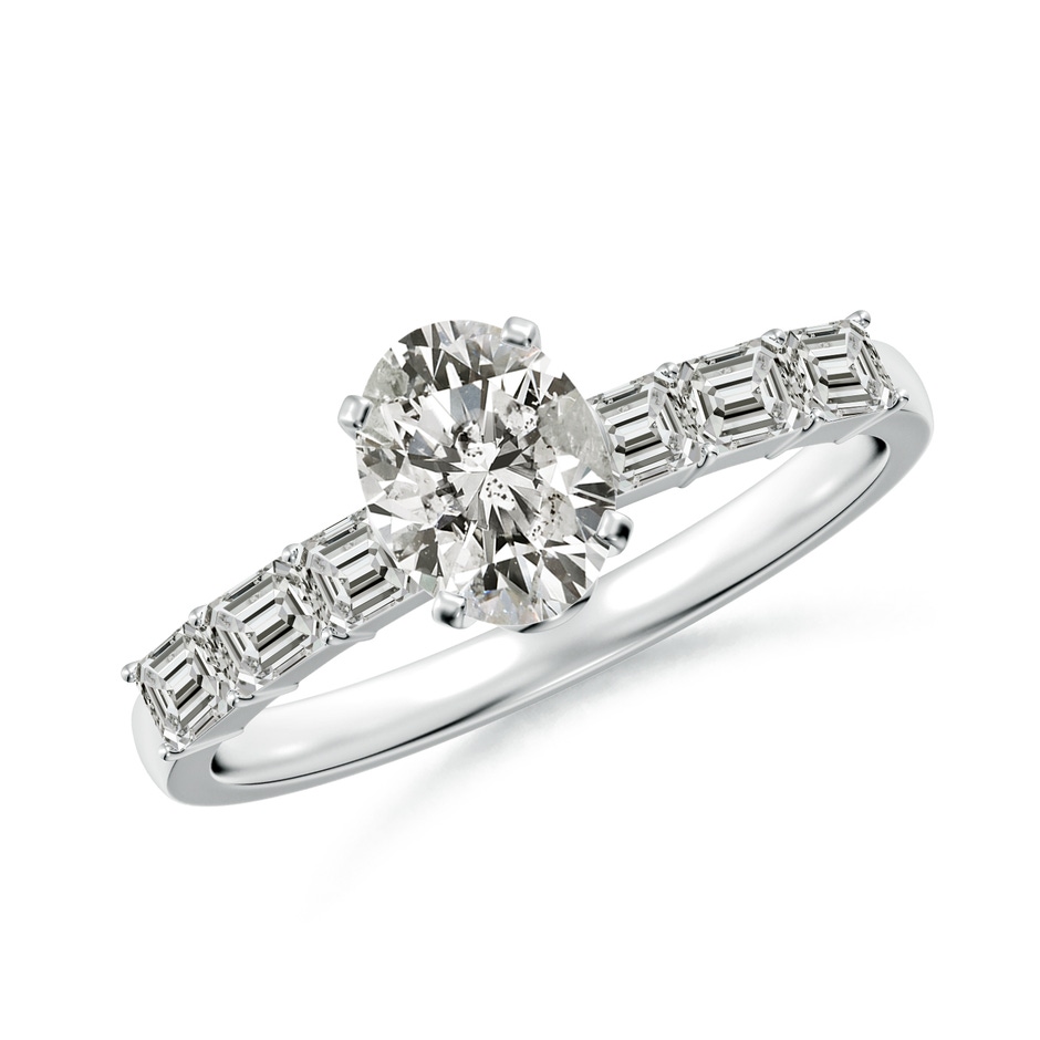 7x5mm KI3 Oval Diamond Engagement Ring with Accents in White Gold 