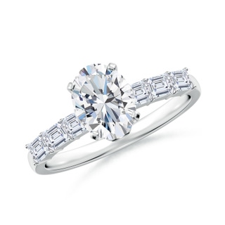 8x6mm GVS2 Oval Diamond Engagement Ring with Accents in P950 Platinum