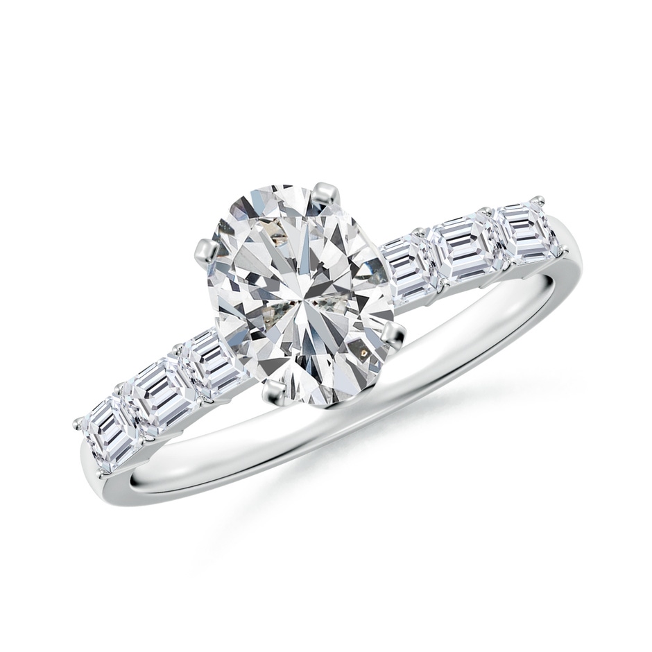 8x6mm HSI2 Oval Diamond Engagement Ring with Accents in White Gold 