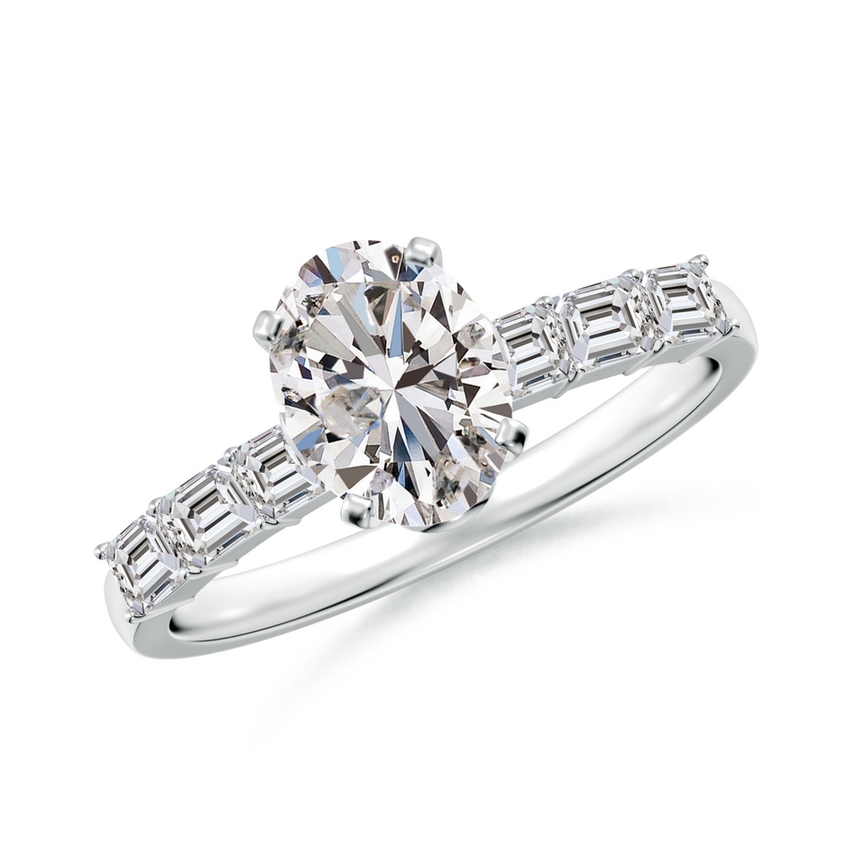 8x6mm IJI1I2 Oval Diamond Engagement Ring with Accents in White Gold 