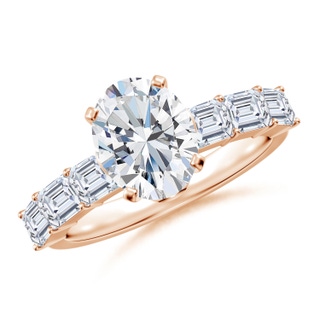 9x7mm GVS2 Oval Diamond Engagement Ring with Accents in 18K Rose Gold