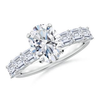 9x7mm GVS2 Oval Diamond Engagement Ring with Accents in P950 Platinum