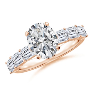 9x7mm HSI2 Oval Diamond Engagement Ring with Accents in 18K Rose Gold