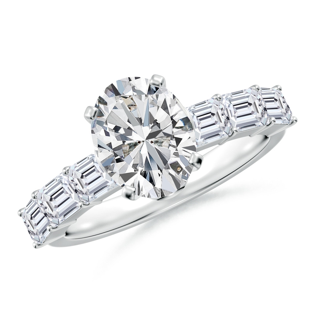 9x7mm HSI2 Oval Diamond Engagement Ring with Accents in White Gold