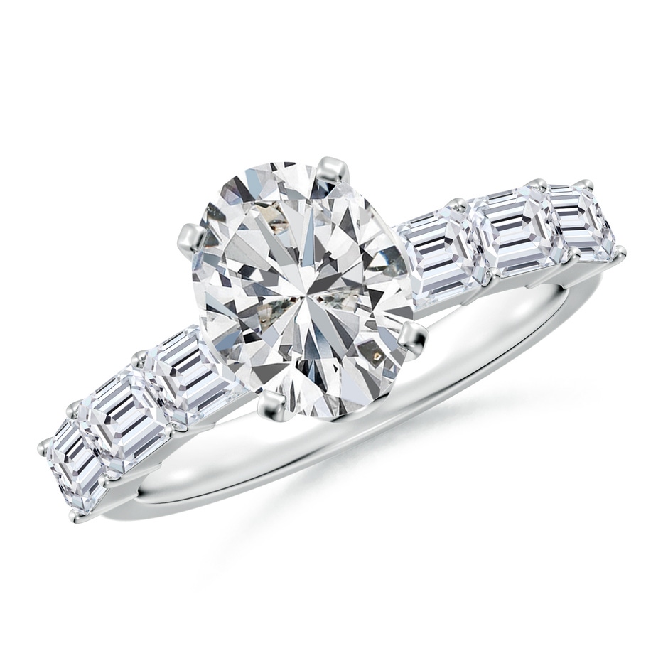9x7mm HSI2 Oval Diamond Engagement Ring with Accents in White Gold 
