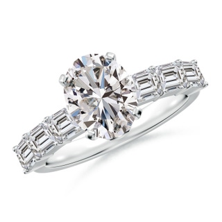 9x7mm IJI1I2 Oval Diamond Engagement Ring with Accents in P950 Platinum