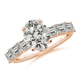 9x7mm KI3 Oval Diamond Engagement Ring with Accents in 9K Rose Gold