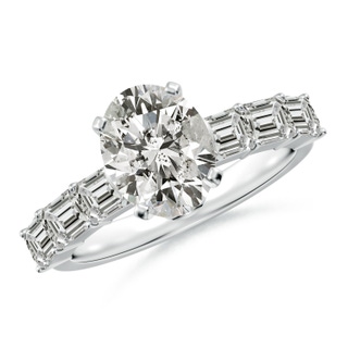 9x7mm KI3 Oval Diamond Engagement Ring with Accents in P950 Platinum