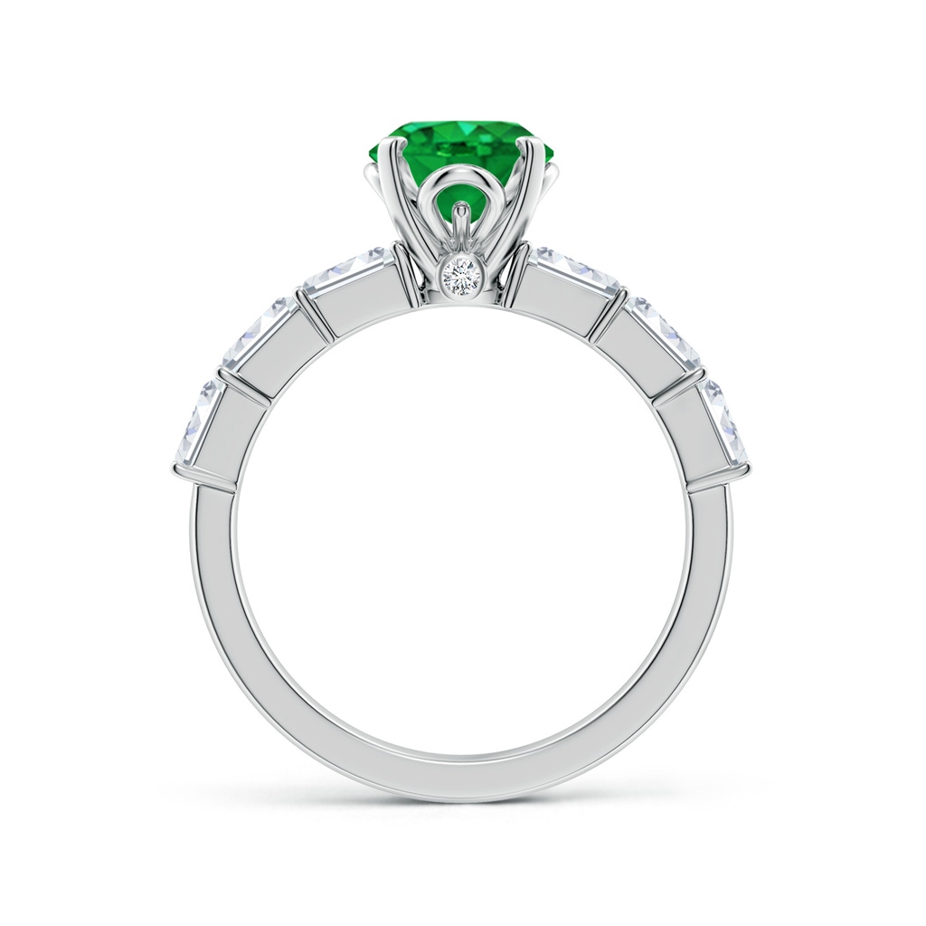 9x7mm AAA Oval Emerald Engagement Ring with Diamond Accents in 18K White Gold Side 199