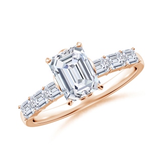 7x5mm GVS2 Emerald-Cut Diamond Engagement Ring with Accents in 18K Rose Gold