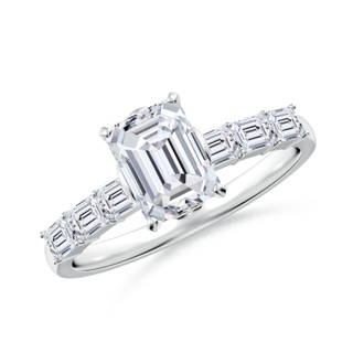 7x5mm HSI2 Emerald-Cut Diamond Engagement Ring with Accents in P950 Platinum