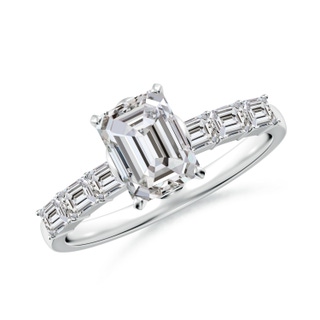 7x5mm IJI1I2 Emerald-Cut Diamond Engagement Ring with Accents in P950 Platinum