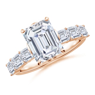 8.5x6.5mm GVS2 Emerald-Cut Diamond Engagement Ring with Accents in 10K Rose Gold