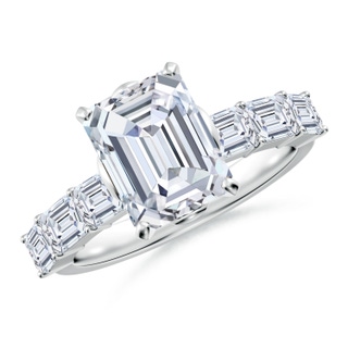 8.5x6.5mm GVS2 Emerald-Cut Diamond Engagement Ring with Accents in P950 Platinum