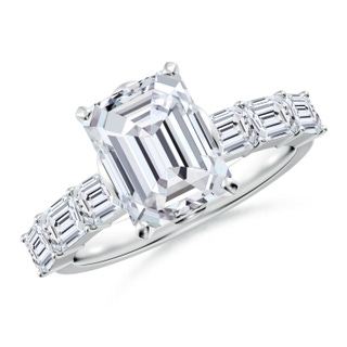 8.5x6.5mm HSI2 Emerald-Cut Diamond Engagement Ring with Accents in P950 Platinum