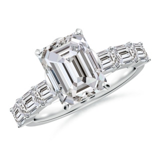 8.5x6.5mm IJI1I2 Emerald-Cut Diamond Engagement Ring with Accents in P950 Platinum