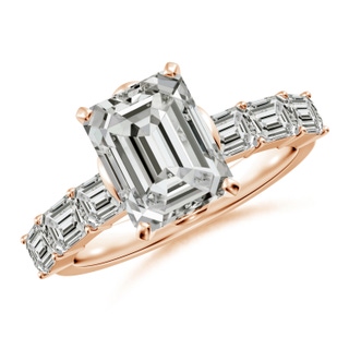 8.5x6.5mm KI3 Emerald-Cut Diamond Engagement Ring with Accents in 18K Rose Gold