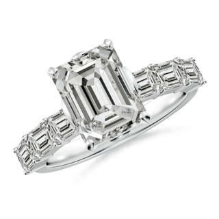 8.5x6.5mm KI3 Emerald-Cut Diamond Engagement Ring with Accents in P950 Platinum