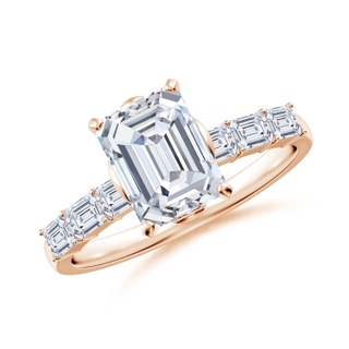 8x6mm GVS2 Emerald-Cut Diamond Engagement Ring with Accents in Rose Gold