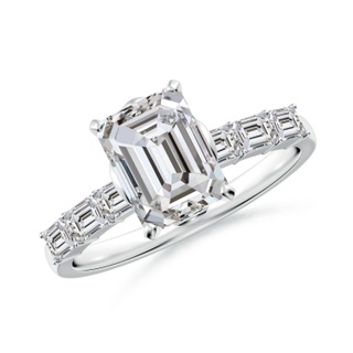 8x6mm IJI1I2 Emerald-Cut Diamond Engagement Ring with Accents in P950 Platinum