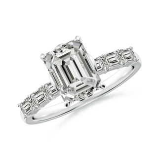 8x6mm KI3 Emerald-Cut Diamond Engagement Ring with Accents in P950 Platinum