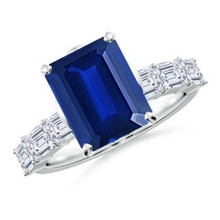 Emerald Cut Lab-Grown Lab Grown Blue Sapphire