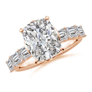 10x7.5mm IJI1I2 Cushion Rectangular Diamond Engagement Ring with Accents in Rose Gold