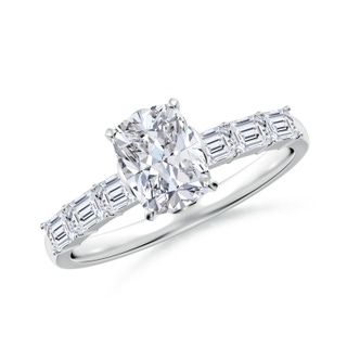 7x5mm HSI2 Cushion Rectangular Diamond Engagement Ring with Accents in P950 Platinum