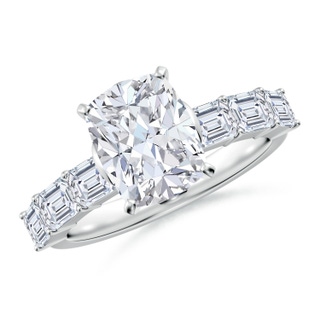 8.5x6.5mm GVS2 Cushion Rectangular Diamond Engagement Ring with Accents in P950 Platinum