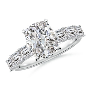 8.5x6.5mm IJI1I2 Cushion Rectangular Diamond Engagement Ring with Accents in P950 Platinum