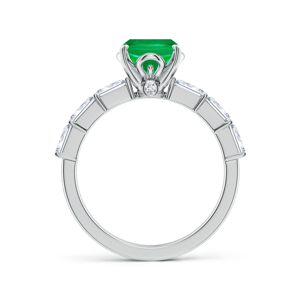 9x7mm AAA Cushion Rectangular Emerald Engagement Ring with Diamond Accents in White Gold Side 199