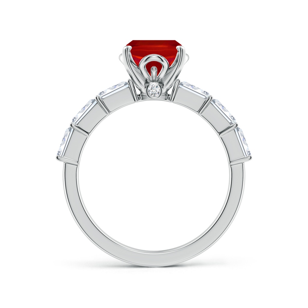 9x7mm AAA Cushion Rectangular Ruby Engagement Ring with Diamond Accents in White Gold Side 199