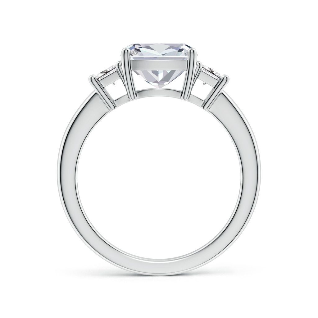 8mm HSI2 Classic Cushion and Trapezoid Diamond Three Stone Engagement Ring in White Gold Side 199