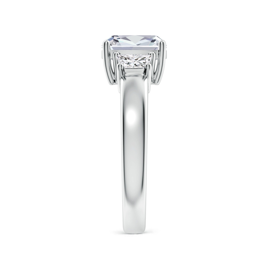 8mm HSI2 Classic Cushion and Trapezoid Diamond Three Stone Engagement Ring in White Gold Side 299