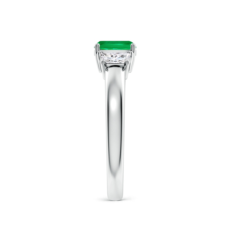 6mm AAA Classic Cushion Emerald and Trapezoid Diamond Three Stone Engagement Ring in White Gold side 299