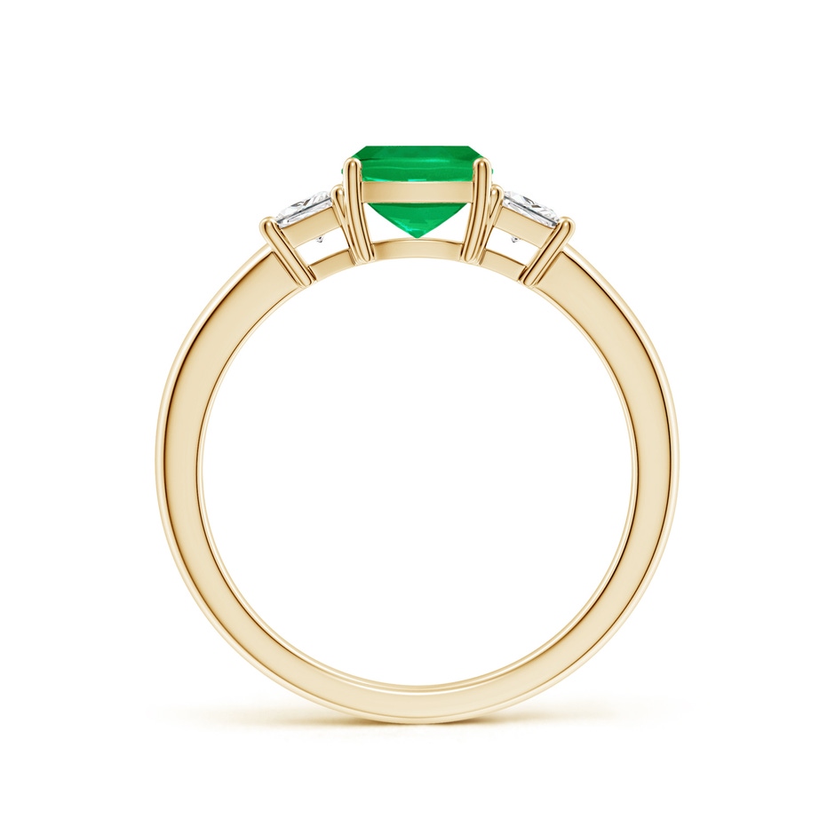 6mm AAA Classic Cushion Emerald and Trapezoid Diamond Three Stone Engagement Ring in Yellow Gold side 199