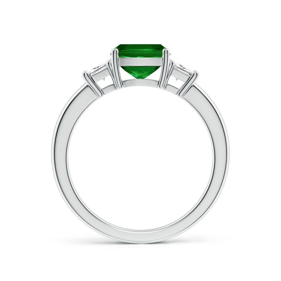 7mm AAAA Classic Cushion Emerald and Trapezoid Diamond Three Stone Engagement Ring in P950 Platinum side 199