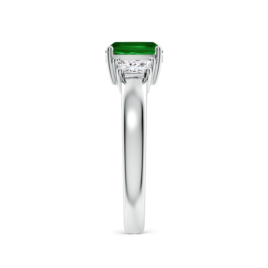 7mm AAAA Classic Cushion Emerald and Trapezoid Diamond Three Stone Engagement Ring in P950 Platinum side 299