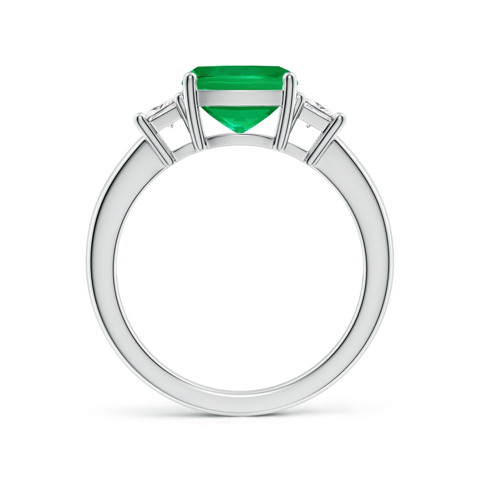 8mm AAA Classic Cushion Emerald and Trapezoid Diamond Three Stone Engagement Ring in P950 Platinum side 199