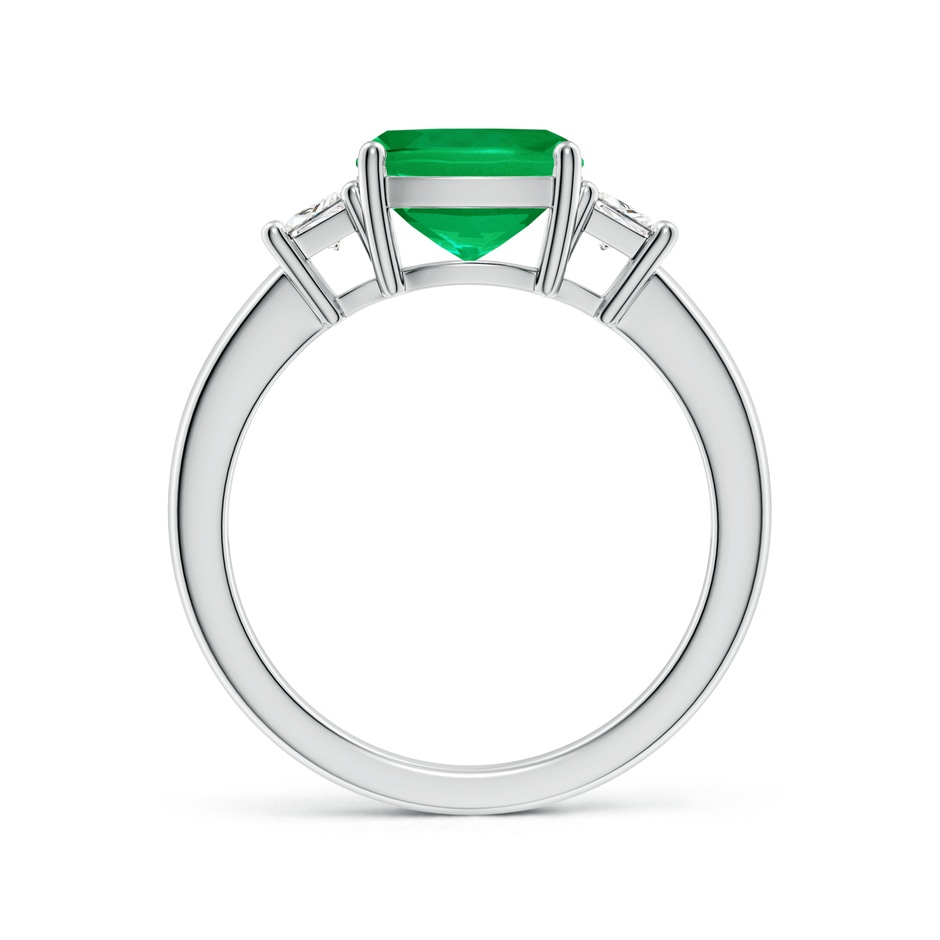 8mm AAA Classic Cushion Emerald and Trapezoid Diamond Three Stone Engagement Ring in White Gold side 199