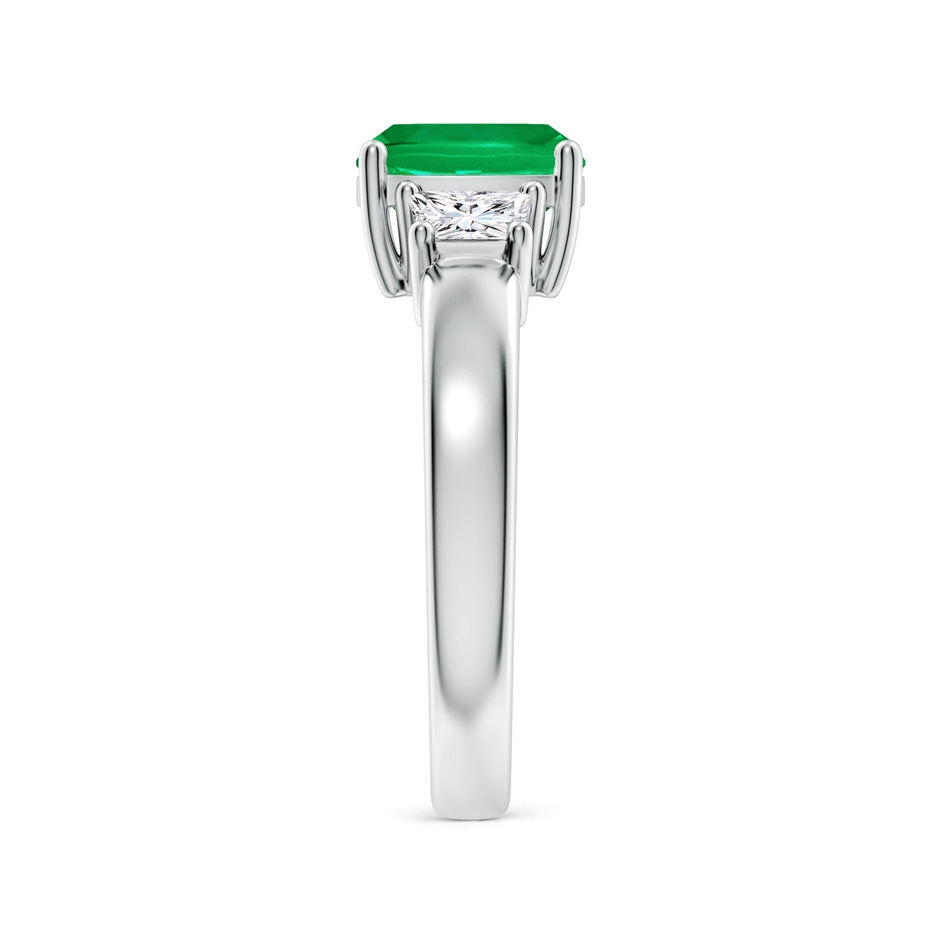 8mm AAA Classic Cushion Emerald and Trapezoid Diamond Three Stone Engagement Ring in White Gold side 299