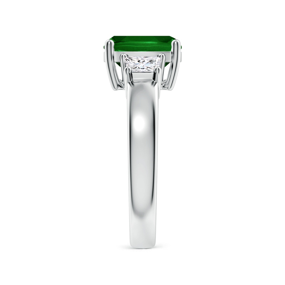 9mm AAAA Classic Cushion Emerald and Trapezoid Diamond Three Stone Engagement Ring in P950 Platinum side 299