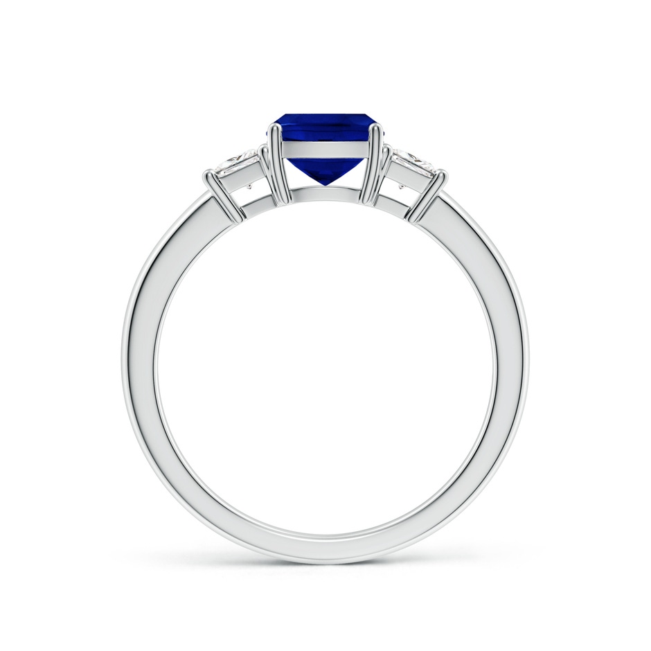 6mm Lab-Grown Classic Cushion Blue Sapphire and Trapezoid Diamond Three Stone Engagement Ring in 18K White Gold side 199