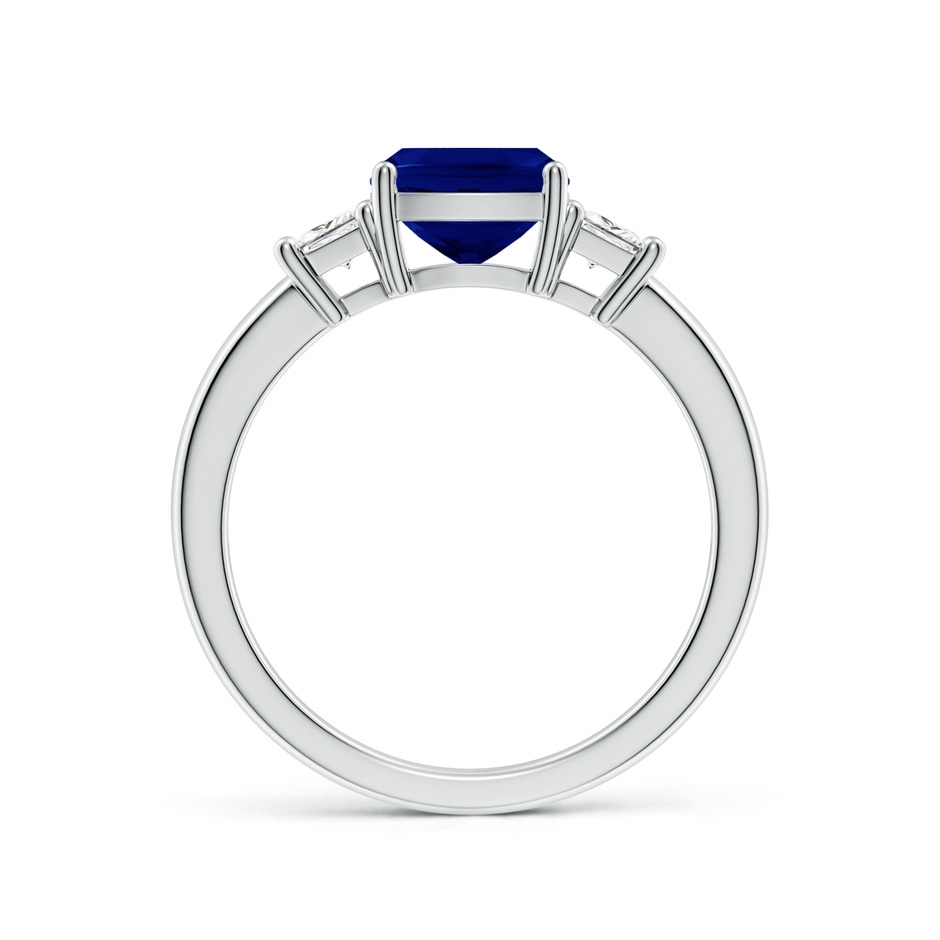 7mm AAA Classic Cushion Blue Sapphire and Trapezoid Diamond Three Stone Engagement Ring in P950 Platinum side 199
